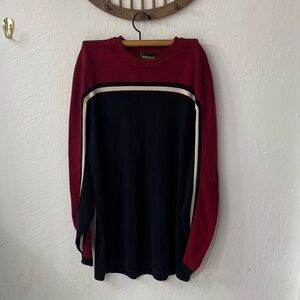 Eddie Bauer Men’s XL TALL Black Red Cream Color Block Dad Sweater 100% Cotton